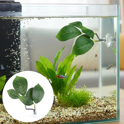 3 PCS Betta Fish Leaf Hammock, Faux Fishs Leafs Pads 5.5 Inch Plastic Artificial Plant Twin Leaf Design with Suction Cup Aquarium Decorations Ornaments Fish Tank Accessories for Resting Hiding Playing
