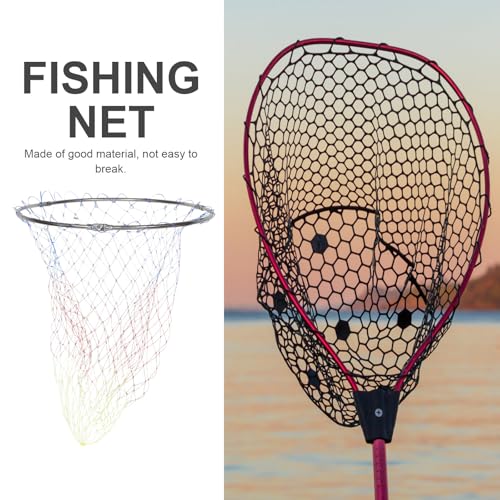 Zerodeko Fishing Net Replacement Head with 40cm Diameter Stainless Steel Frame, Colorful Patterned Mesh, 8mm Connector, Deep Catch Basket for Freshwater and Saltwater Fishing