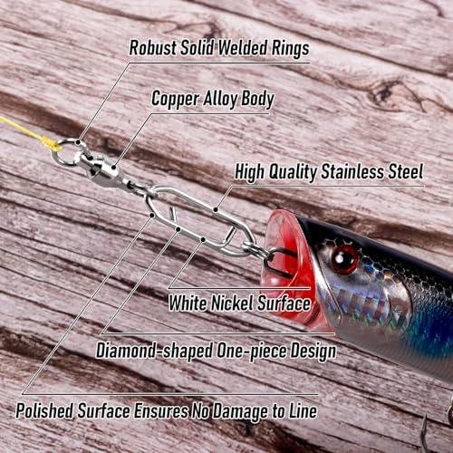 Alwonder 30-Pack Fishing Speed Clips Quick Change Snap Swivels, Ball Bearing Swivel Power Clips Fishing Snap Swivels Freshwater Saltwater Crankbait Popper Lures Quick Snaps Connectors Tackle - size: Size 1+S (44LB) 30pcs