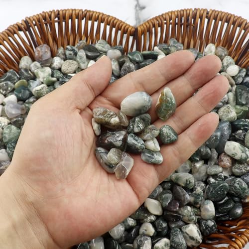0.96LB Natural Pebbles Crushed Stones Aquarium Gravel Succulent Rocks Vase Filler Fish Tank Decorative Polished Bulk Irregular Shaped - Aquatic Agate - color: Aquatic Agate