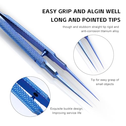 4.25'' Small Titanium Tweezers Sharp Fine Tip Tweezers Non-magnetic Micro Precision Tweezers for Soldering Electronics Work Jewelry Making