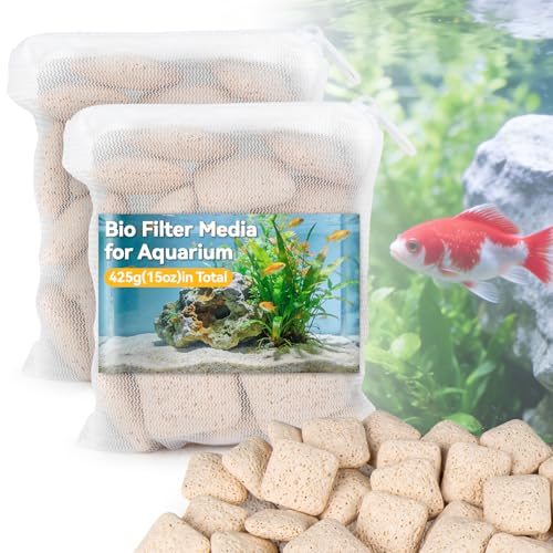 Sukh Ceramic Bio Filter Media - 425g for Aquarium Biological Filtration,Compatible with HOB, Canister, Sump & Pond Filters,High Surface Area Ceramic Rings with 2 Mesh Bags