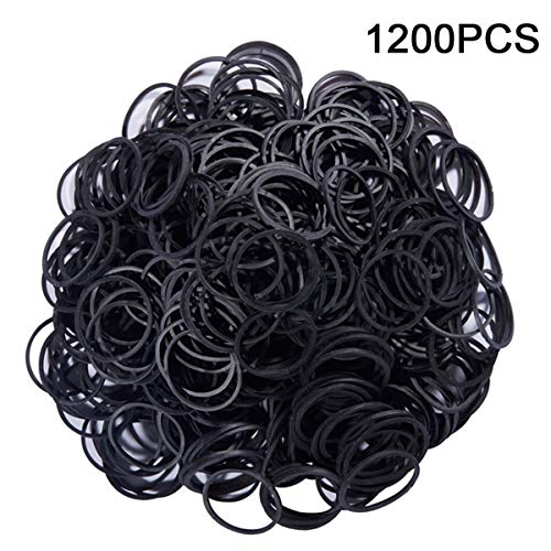 AMUU Rubber Bands1200pcs black small Rubber Band Mini Soft Elastic Bands for Braids Diameter 16mm rubber bands for Office Supplies School Home - color: Black-1200Pcs