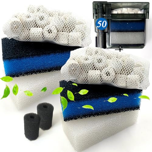 PurifyLogix 2 Sets of Upgraded Three-Stage Filtration Fish Tank Filter for Fluval AC 50 Power Filter, 2 Set of Replacement Maintenance Kit for Fish Tank Filter for 20- to 50-Gallon Aquariums