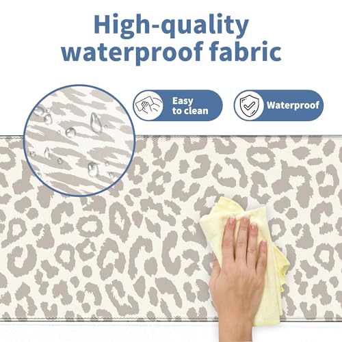 Leopard Print Mouse Pad Large Desk Mat Extended Keyboard Mouse Pad Cute XL Mousepad with Non-Slip Base and Stitched Edge Mouse Mat Desk Pad 31.5 x 11.8 in Mouse Pads for Desk Decor Home Office Gaming - color: Light Leopard Print