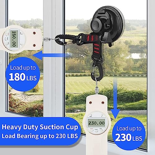Hlogree 6PCS Heavy Duty Suction Cups Anchor with Hooks,Vacuum Suction Cup Camping Tie Downs with 6PCS Aluminum Buckle,Outdoor Strong Suction Cup Wall Anchor for Camping Tarp Accessory,Car Side Awning