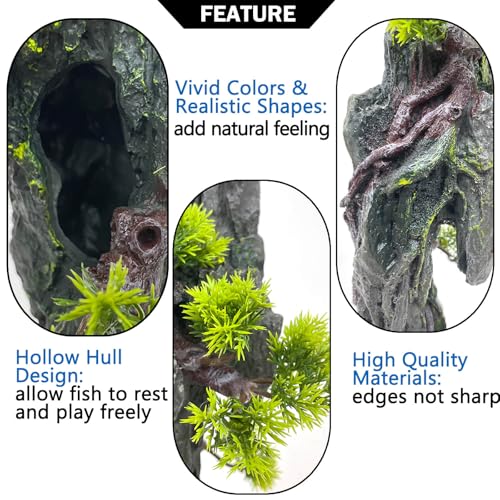 Tall Aquarium Mountain View Stone Decorations Aquarium Ornament Rock Cave Landscape Artificial Mountain Hill View Fish Tank Caves for Betta Hiding Reptile Aquarium Supply - color: Tall Cypress Mountain View