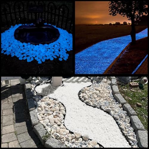 NAMTSO Glow in The Dark Rocks Outdoor, 500 pcs White Solar Rocks for Landscaping, Outdoor Decor Glow in The Dark Stones, Glowing Pebbles for Garden Backyard Patio Lawn Pond Fish Tank Aquarium Decor - color: White