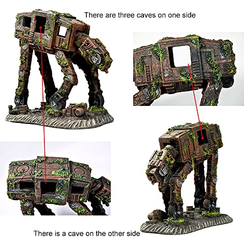 fazhongfa Fish Tank Decorations Star Wars Aquarium Accessories Small to Large Fish Tank Resin Decor for Betta Goldfish Hideouts Cave Hide Ornament Backgrounds (at-Medium) - size: Medium