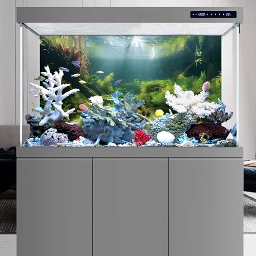 AWERT 30x12 inches Ocean Floor Aquatic Plants Aquarium Background Undersea Theme Aquarium Background Polyester Underwater Fish Tank Background - size: 30x12in/75x30cm