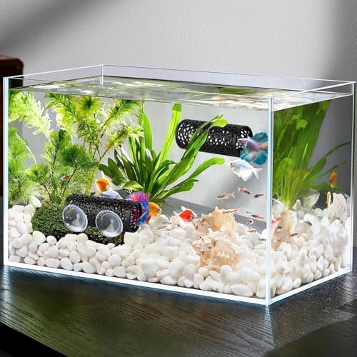 4 Pcs Betta Hammock, Betta Fish Tank Accessories, Betta Fish Hammock with Lotus Decor, Aquarium Decor Set for Betta Fish, Small and Shrimp, Includes Black Tunnel and 3 Lotus Decorations for Play