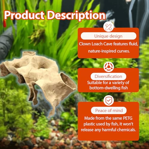 Aquarium Decor, Natural Curve Under Gravel Tunnel Cave, Fish Cave for Aquarium, 3D Printed Fish Tank Tunnel Decor for Betta, Guppy, Shrimp, Cory, Small Cichlid (Medium) - size: Medium