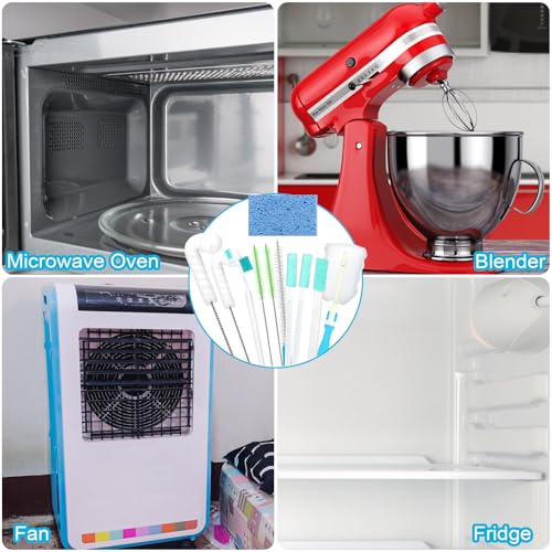 Palksky Ice Machine Cleaner Brush Sets, 10PCS Ice Maker Cleaning Tools - 9Pcs Nylon Bristles with 1Pcs Cleaning Sponge - color: B