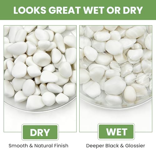 Snow White Polished River Rocks, 5/8 Inch Natural Decorative Pebbles for Fish Tank, Vase Fillers, Indoor Plants & Garden Landscaping,White Stones for Crafts, Succulents, Home Decor-6LB - size: 6lb, style: white