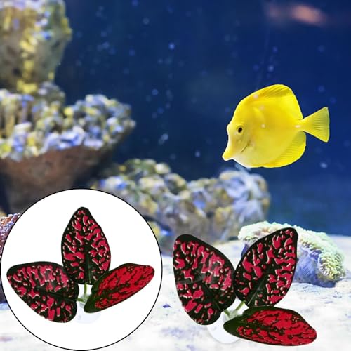 SUPVOX 4pcs Betta Fish Spawning Base Leaf Pads Artificial Aquarium Landscape Leaves Red Simulation Decoration for Fish Tank Habitat