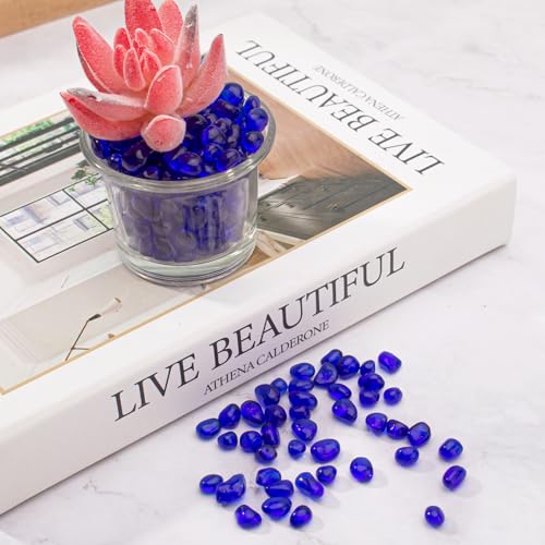 Keedolla 15 Oz Aquarium Glass Marbles Fish Tank Rocks, Decorative Glass Pebbles Gemstones for Aquarium Gravel Fish Tank Stones Vase Fillers DIY Crafts - Cobalt Blue - color: Cobalt Blue, size: 0.93 Pound