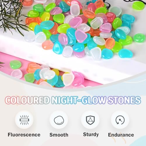 1000pcs Colorful Glow in the Dark Rocks, Outdoor Night Fruity Solar Guide Pebbles, Magical Luminous Rocks Landscaping Gravel Fish Tank Aquarium Stepping Yard Decor (Multicolor-1000pcs) - color: Multicolor-1000pcs
