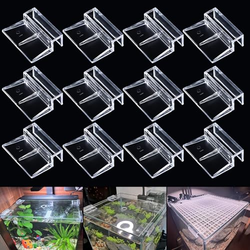 NestBasics 12pcs Transparent Aquarium Lid Clips,Rimless Fish Tank Glass Cover top Support,Aquarium Hood Holder, Aquarium top Clips,fit 8-10mm Thickness Glass - size: 12pcs 8-10mm clips
