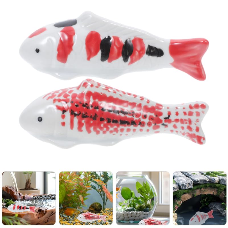 SUPVOX Floating Fish Aquarium Decor 2Pcs Realistic Goldfish Figurines for Fish Tank Pond Desktop Ornaments Indoor Outdoor Aquarium Floating Animal Figurine