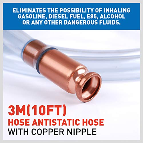 HORUSDY Diesel Mechanical Gas Siphon 10FT Multi-Purpose Super Easy Siphon Pump,3/4" Valve Virgin Grade Tubing Safe - size: 3/4" - 10FT