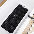 TEESHLY Bathtub Mats for Shower Tub, Extra Long Non-Slip 39 x 16 Inch Bath Mat with Drain Holes and Suction Cups, BathMat for Bathroom with Machine Washable (Opaque Black) - color: Opaque Black