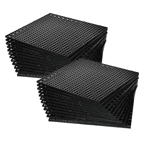 ALEGI 24 Pcs Aquarium Fish Tank Divider Plastic Egg Crate Aquarium Filter Bottom Tray Grid Isolation Board Partition Net Pane Separator (L 24pcs Black) - size: L 24pcs Black