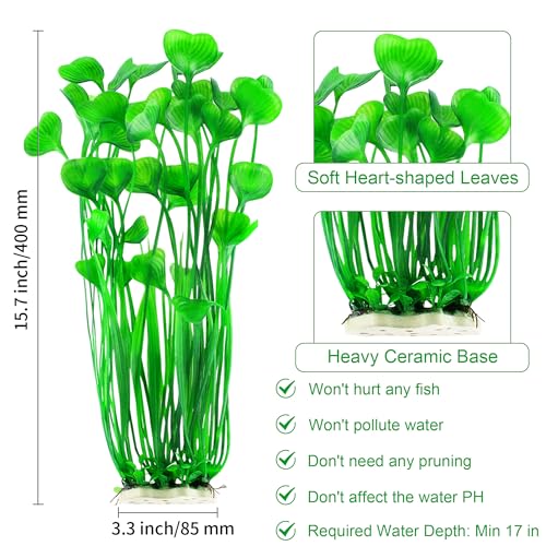 MyLifeUNIT Plastic Fish Tank Plants, 2 Pack Artificial Tall Aquarium Plants for Fish Tank Decor, 15.75 Inches (Green) - color: Green