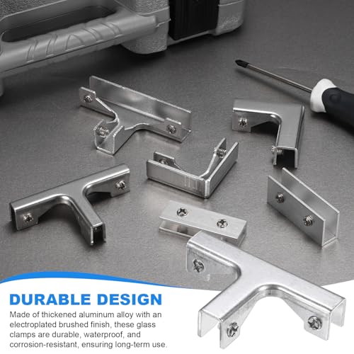 M METERXITY Glass Fixing Clip (8-10mm) 8 PCS - Aluminum Alloy T-Shaped Glass Combination Fixing Bracket & Reinforced Clip Clamp Accessories, Apply to DIY Display Cabinet/Fish Tank - size: 8-10mm