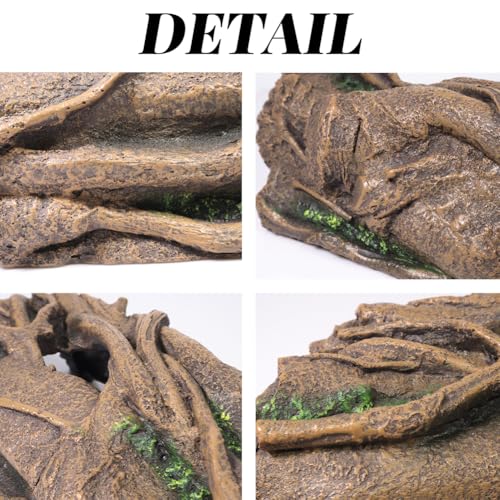 Fish Tank Decorations XL 13.4" Large Bearded Dragon Tank Accessories Driftwood for Aquarium Natural Hollow Tree for Shrimp or Betta Fish Hideout Reptile Tank Accessories