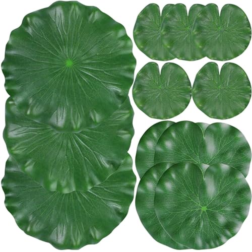 12 Pieces Realistic Lily Pads Leaves, Artificial Floating Foam Lotus Leaves, Water Lily Pads Artificial Foliage Pond Decor for Pond Pool Aquarium Decoration