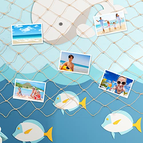 Boao Natural Fish Net Decorations for Pirate Party, Cotton and Linen Fishing Net Prop Pirate Ship Decoration for Hawaiian Fishnet Decor Nautical Themed Birthday Party Supplies(10 Pack)