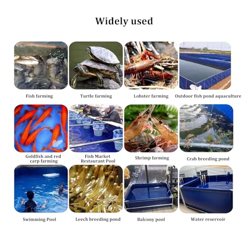 Outdoor Fish Pond Temporary Holding Tank,Fish Pond Canvas Pond, Canvas Cistern Tarpaulin, For Saltwater Fish For Crayfish Farming, Home(Size:Length * Width: 3x2 m/118 * 79 in,Color:Height 1 m/39 in) - color: Height 1 M/39 in, size: Length * Width: 3x2 m/1
