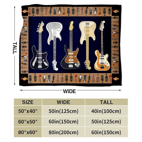 Cool Guitar Blanket Super Soft Warm Fluffy Flannel Music Throw Blanket Cozy Fuzzy Plush Bedding Blanket Gift for Boys Girls Teens Adults Couch Sofa 50"x40" - color: Electric Guitar, size: 50"x40"