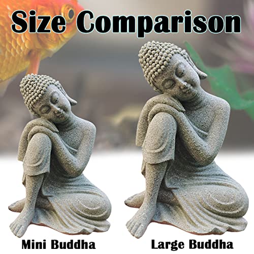 livelyfish Aquarium Buddha Statue Japanese Fish Tank Decorations Heavy-Duty Meditating Buddha for Aquarium Fish Tank Zen Buda Figurine Sculpture Decor, Large-A - size: A