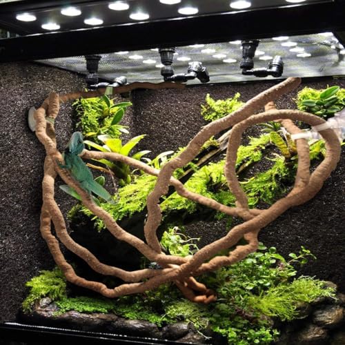 Bearded Dragon Hammock Jungle Climber Vines Flexible Reptile Leaves with Suction Cups Habitat Decor for Climbing, Chameleon, Lizards, Gecko, and Snakes（6 PCS） - size: 6 PCS