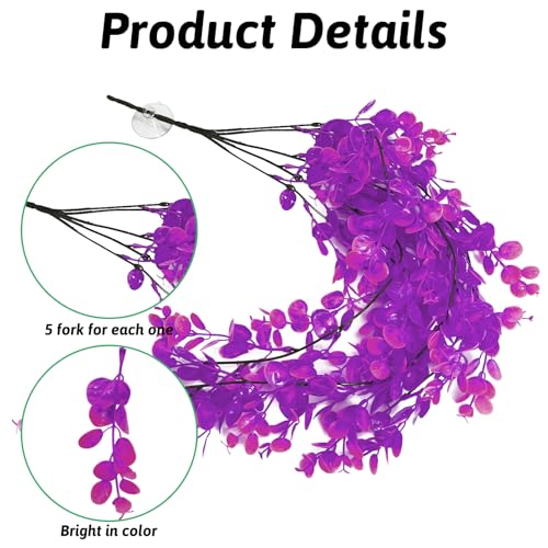 Hamiledyi Fake Reptile Plants 2 Pack Hanging Fake Plants, Plants for Reptiles with Suction Cup, Fake Amphibian Plants for Bearded Dragon Lizard Geckos Chameleon Tank (Red Lotus) - color: Red Lotus, size: 2 PCS
