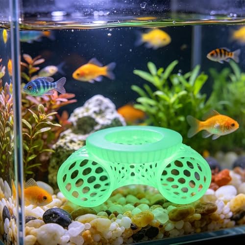 Floating Betta Fish Cave - Aquarium Shrimp Rest Shelter, Decorative Tank Ring for Safe Hiding and Breeding Fish Habitat Accessory for Betta Guppy Cory Home Office Dorm Apartment