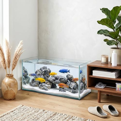 TEHAUX 2PCS Aquarium Leveling Mat, 30 x 15 Inch Neoprene Non-Slip Shockproof Fish Tank Pad, 0.2" Thick Waterproof Tank Base Cushion for Uneven Surfaces, Floor & Desktop Protector (Black)