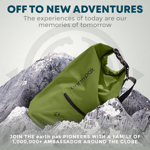Earth Pak Waterproof Dry Bag with Zippered Pocket - Waterproof Dry Bag Backpack Keeps Gear Dry - color: Forest Green, size: 10L