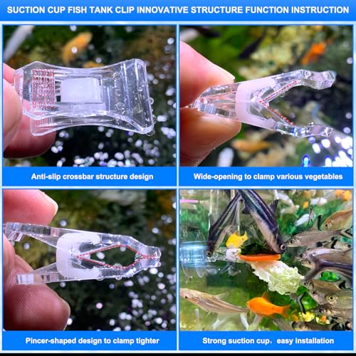 6pcs Aquarium Suction Cup Clips Seaweed Clip for Saltwater Fish Tank Veggie Feeder clamp Plant Holder nori Clip Saltwater Aquarium Tool Fish Tank Accessories - size: 6pcs suction cup clips