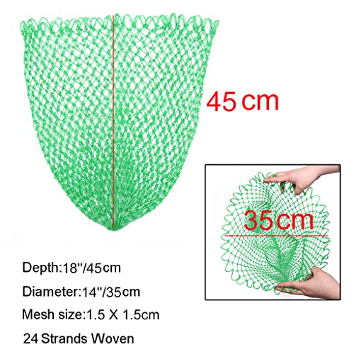 Fishing Net Replacement Netting Fishing Landing Net Replacement Net for Freshwater Saltwater Fishing Green 6 Sizes - color: Diameter 14inch/35cm