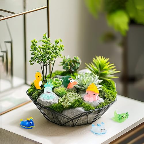 JOYIN 50 Pcs Mini Ocean Resin Animals Figures, Mini Sea Animals Figurines for Aquarium Ornaments Decorations, Cute Garden Accessories, Birthday School Slime Charms for Crafts, DIY Miniature Scenes - style: Ocean Animals