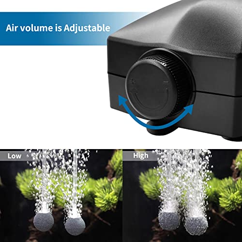 Aquarium Air Pump Single Outlet/Dual Outlet Adjustable Aerator with Accessories for 10-100 Gallon Fish Tank - style: M-400 8W (60-100gal)