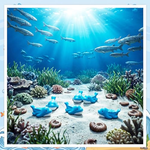 Geelin 50 Pcs Mini Resin Mosasaurus Figurines Tiny Resin Figurines Small Sea Dinosaur Ornament Charms Figure Tiny Ocean Animals Crafts for Dollhouse Landscape Aquarium Garden Desktop Ocean Party
