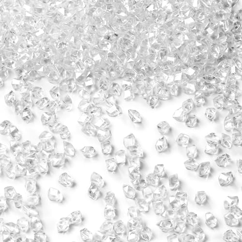 DomeStar 4200PCS Mini Clear Fake Ice Rocks, 1LB Fake Ice Acrylic Gems Diamonds DIY Craft Fish Tank Table Scatter Props Weeding Party Decoration (0.23 * 0.33) - color: Clear