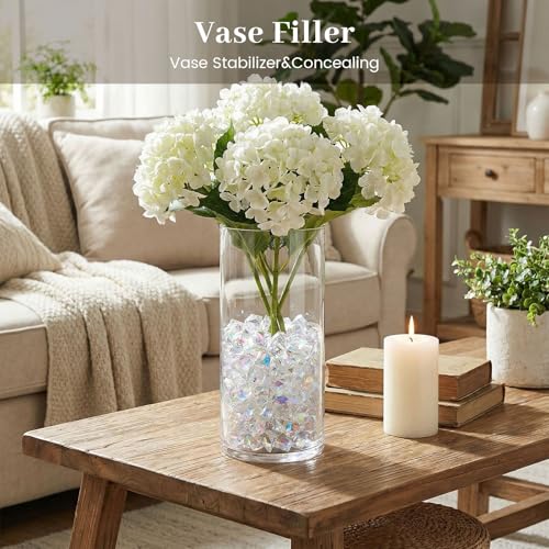 FUTUREPLUSX 180PCS Iridescent Fake Ice Rocks – Clear Acrylic Fake Ice & Plastic Gems for Vases, Table Scatter & Gems/Jewels for Crafts, Wedding Centerpieces, Fish Tank & Home Decor