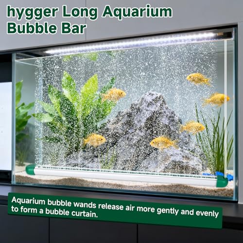 hygger 27.5Inch Aquarium Bubble Bar, Double Row Fine Mist Air Bubble Curtain Wall, Quiet Dissolved Oxygen Diffuser Air Stone, Self-Sinking Design Fish Tank Bubbler for Freshwater Saltwater Hydroponics - size: 27.5Inch