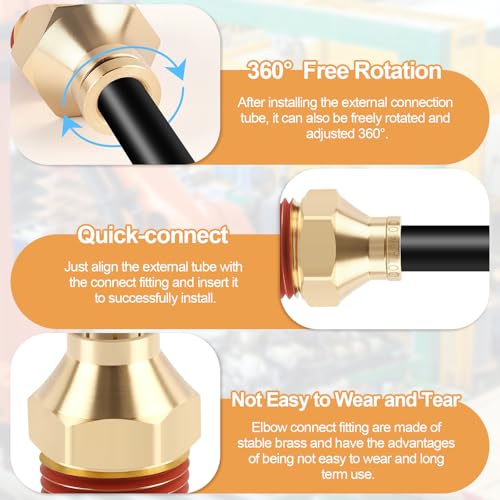 6PCS DOT Quick Push to Connect Brass Air Brake Fitting, Kalolary Brass Straight DOT Line Fittings 1/4"OD×3/8"NPT Thread Air Brake Line Fittings, Air Suspension Kit, Air Hose Repair Kit - size: Straight 1/4"OD ×3/8"NPT