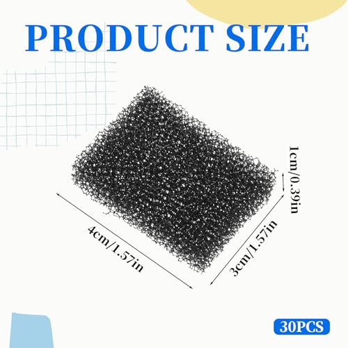 30 Pack Cat Water Fountain Filters Sponge Replacement Pet Fountain Pre-Filter Black Square Foam Sponges for 84oz/2.5L Cat Water Fountains