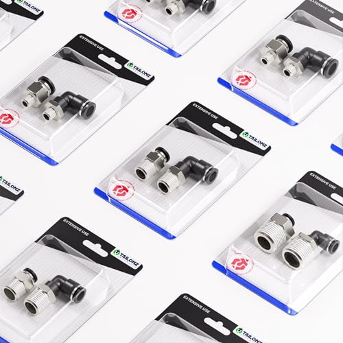 TAILONZ PNEUMATIC Elbow and Straight Combination 1/4 Inch Tube OD x 1/8 Inch NPT Thread Push to Connect Fittings PC-1/4-N1+PL-1/4-N1(Pack of 30) - size: 1/4"OD x 1/8"NPT